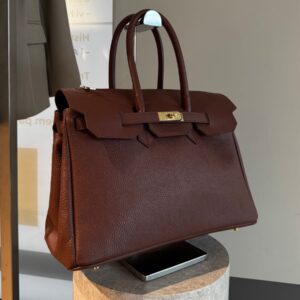 Lina en cuir de veau avec bandoulière - marron