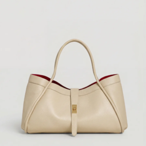 Valentina en cuir de vachette + pochette intégrée - Crème