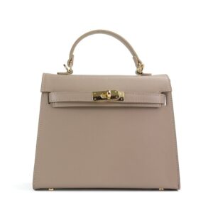 Keliyah cuir lisse de veau finition saffiano Taupe clair