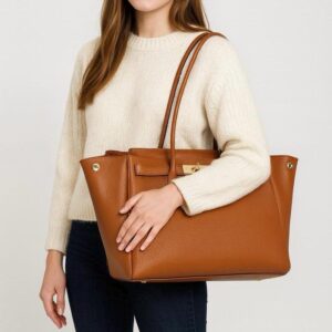 Sac Monica en cuir de vachette camel