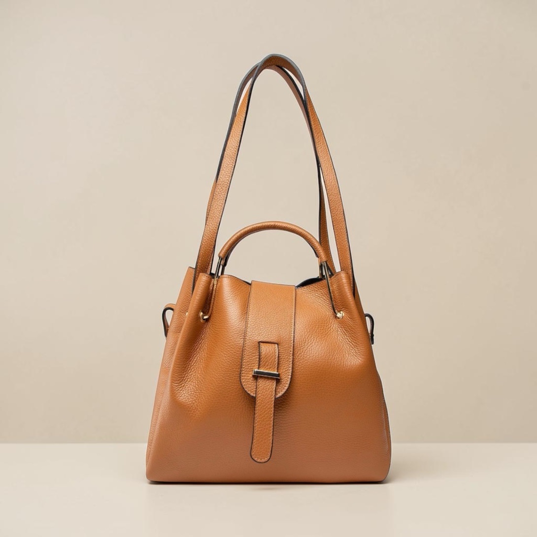 Sac alba en cuir de veau Camel – Image 3